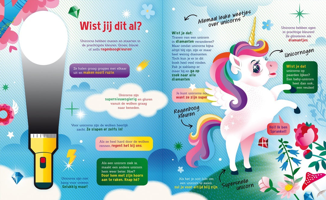 Speuren met unicorns zaklampboek