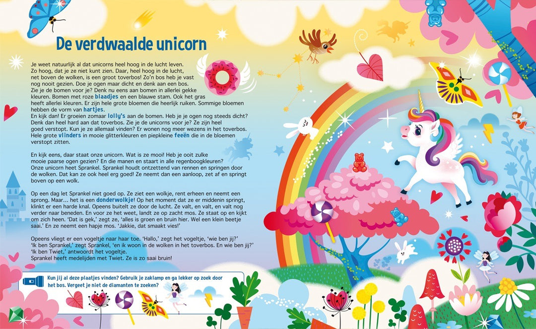 Speuren met unicorns zaklampboek